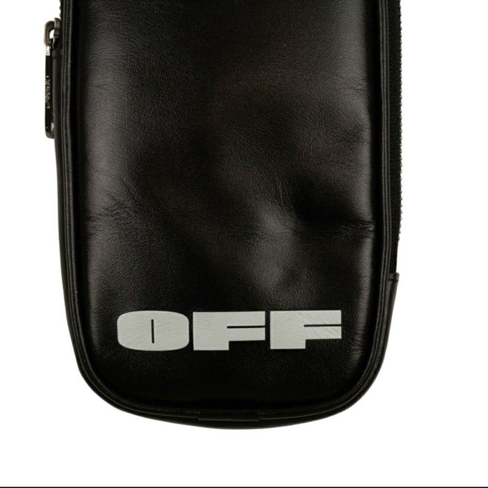 Black Logo Leather Phone Holder